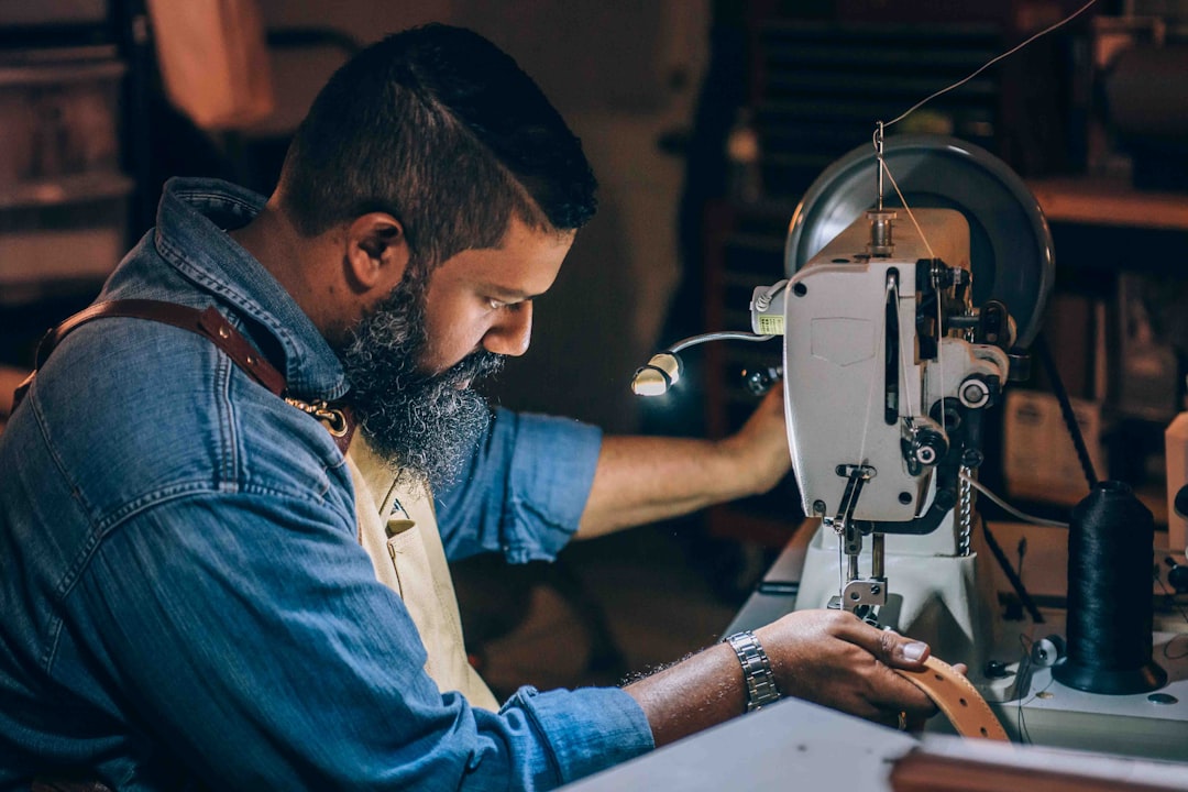Denim craftsmanship in a vintage workshop